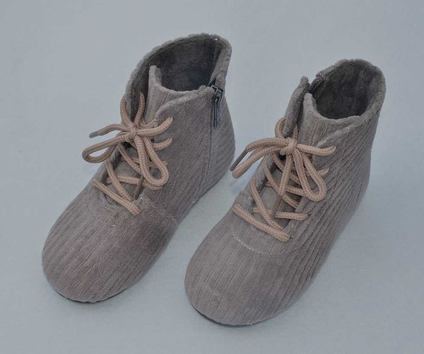 

boots girls boots children winter shoes corduroy fabric round toe lace up zipper kids nina zapatos chaussure sandqbaby 2022 autumn new t2209, Black;grey