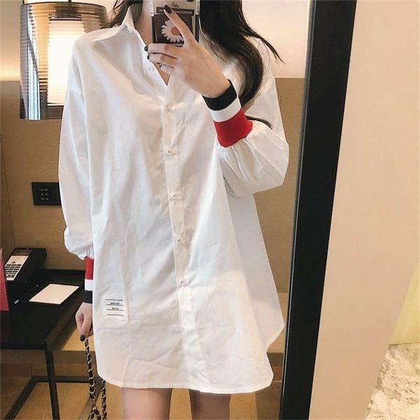 

women's blouses shirts spring women loose long sleeve shirt casual fashion blouse korean vintage style harajuku goth retro clothes lei, White