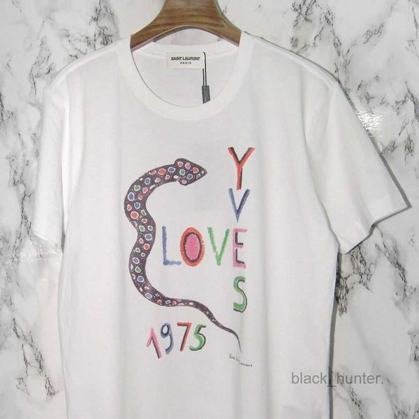 

mens t-shirts saints designer fashion laurentss snake 1975 love print short sleeve t-shirt men women lovers blue top, White;black