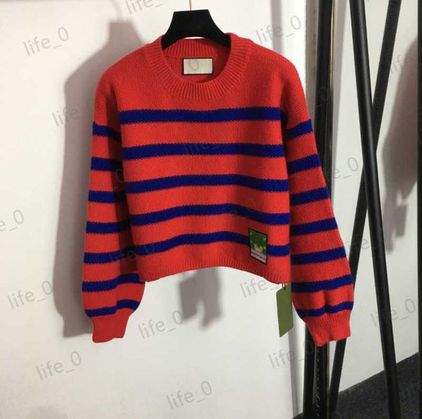 

branded womens sweaters colorblock striped crew neck pullover warm knitwear autumn winter fashion designer women cardigan 1970, White;black