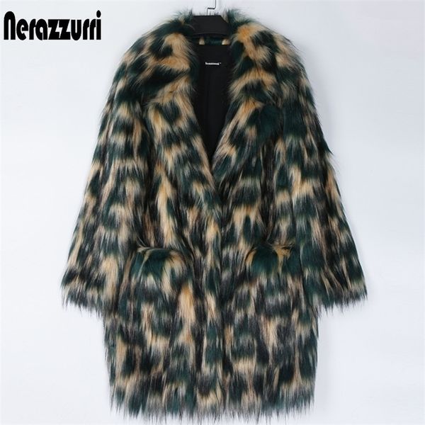 

women's fur faux nerazzurri multicolored colorful faux fur coat women drop shoulder lapel winter warm thick hairyfaux jacket winter clo, Black