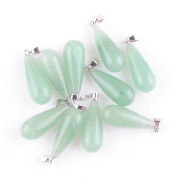 

teardrop shape natural stone aventurine pendants pendulum charms for jewelry making diy earrings necklace v0312, Silver