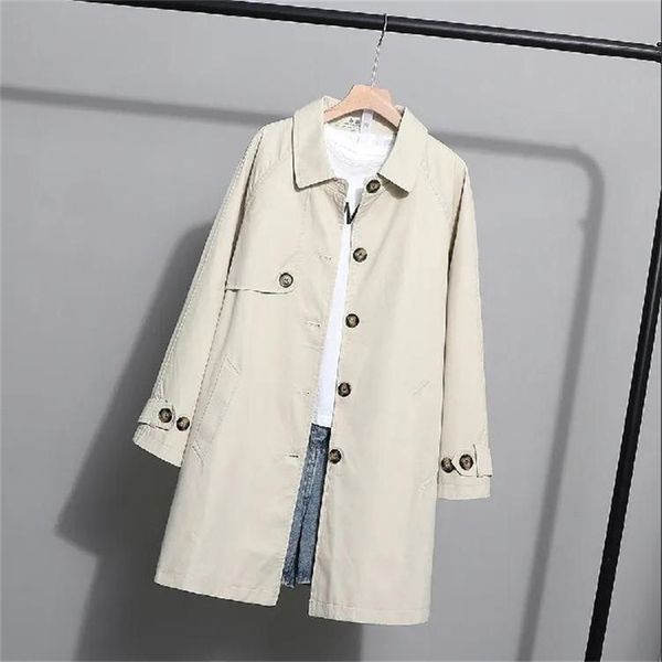 

women's trench coats khaki women's trench coat spring autumn fashion loose midlength coats solid casual female windbreaker outwear, Tan;black
