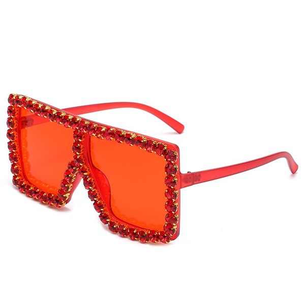 

2022 sunglasses large frame diamond encrusted european and american personality ladies street cool oversize square frame glasses party stage, White;black