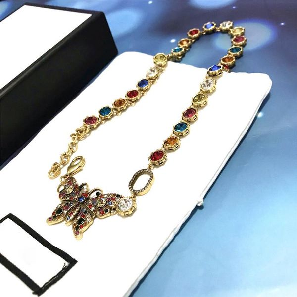 

Womens Designers Necklaces Fashion Gem Butterfly Pendant Crystal Diamonds Women Designer Necklace Necklaces Jewelry Gift 21112005V
