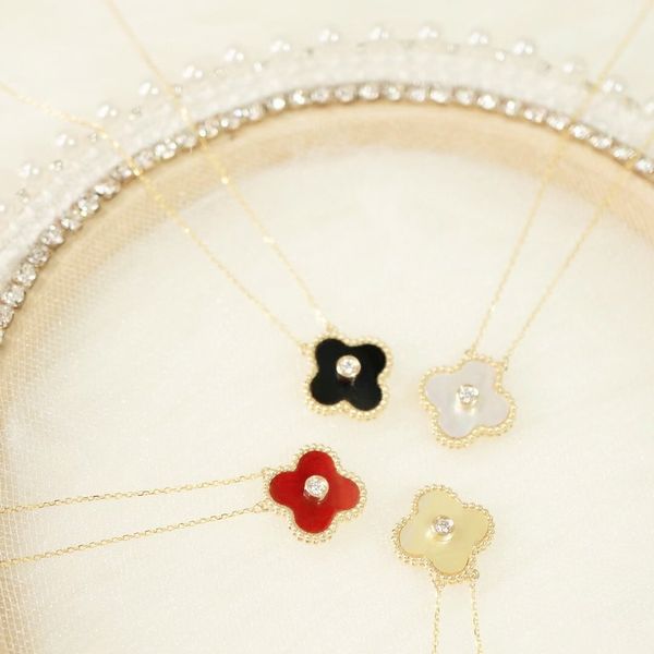 

luxury 18k gold necklace designer women's pendant colorful shell 4 leaf grass girl valentine's day love gift 316l stainless steel, Silver