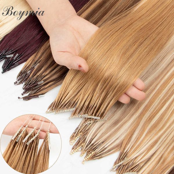 

headband microlink human hair 8d natural 50strands ring honey blonde link 220924, Black;brown