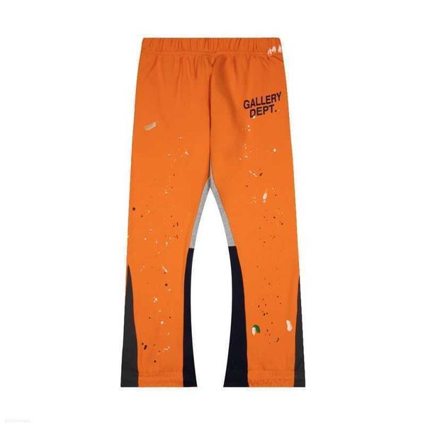 

galleries dept designer sweatpants sports pants fashion hand-painted splicing casual high gram weight pure cotton terry loose men and women, Black