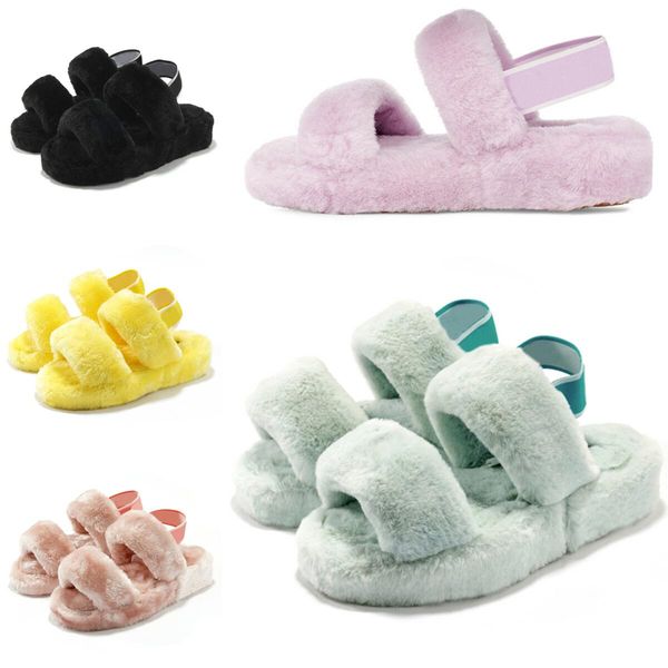 

slippers sandal ladies women shoes red black winter soft furry sandals yellow blue fur purple size eur 36-44
