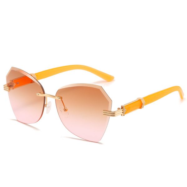 

sunglasses trend colorful street shooting glasses cross-border frameless trimming metal personality fashion ol shaped sunscreen eyewear sung, White;black