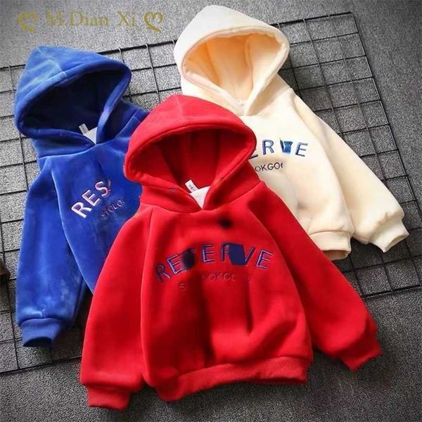 

pullover children's plus velvet thick sweater autumn and winter boys and girls plus velvet sweater gold velvet baby sweater 220924, Blue