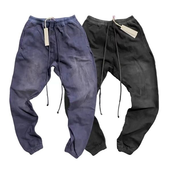 

men's pants 7th spring fall men's high street hiphop washed old loose sweatpants jogger 220922, Black