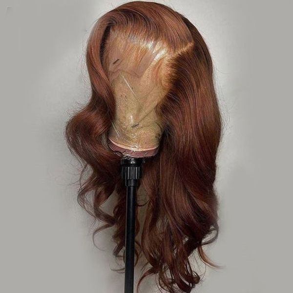 

lace siyo highlight front human hair for women 30 42inch 13x4 chocolate brown brazilian body wave with frontal 220924, Black;brown