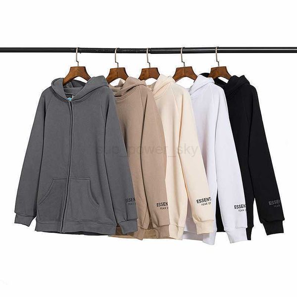 

mens hoodies designer essential sweatshirts fashion brand back letter double zip hoodie womens new coat, Black