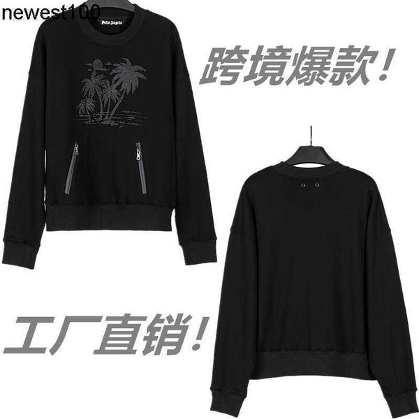 

men's dsigner hoodies sweatshirts palmss angelss black foam coconut tree print crew neck pullover men's women's