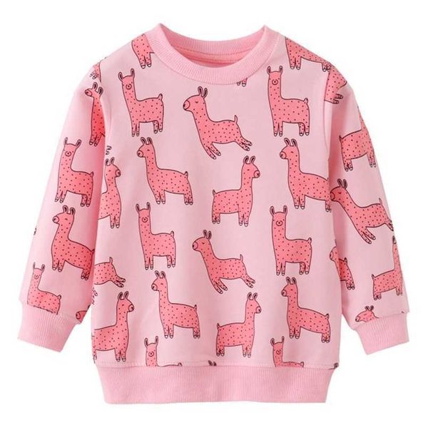 

pullover jumping meters arrival animals print girls sweatshirts alpaca cotton children's clothes kids shirts hoodies shirts 220924, Blue