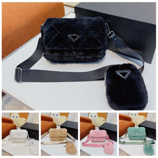 

2-piece set luxury bag shoulder bag crossbody bags women plush designers handbag wallet new autumn and winter fashion all-match purses