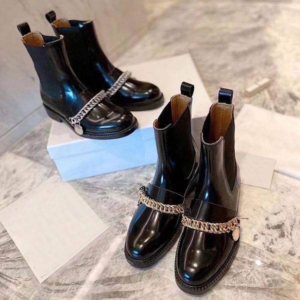 

autumn winter martin boots woman flat bottom travel metal chain shoe 100% leather lady letter black ankle boot soft cowhide women designer
