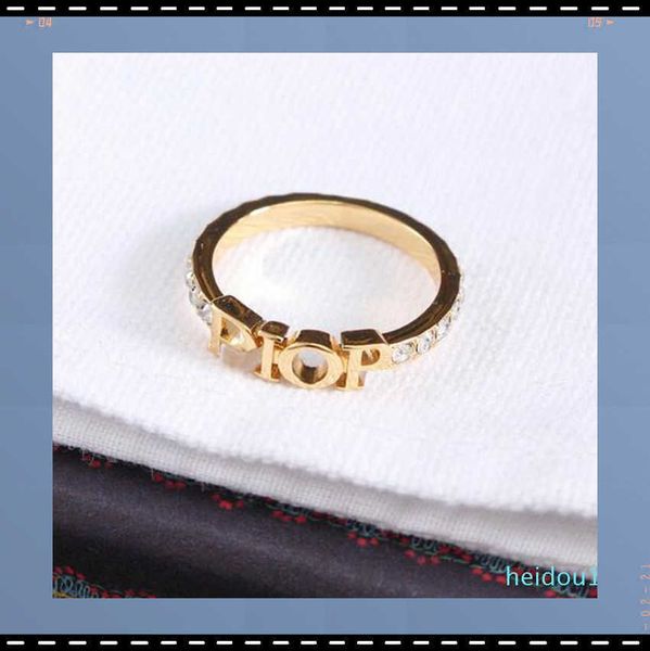 

fashion designer gold letter band rings bague for lady women party wedding lovers gift engagement jewelry with box1000125899, Silver