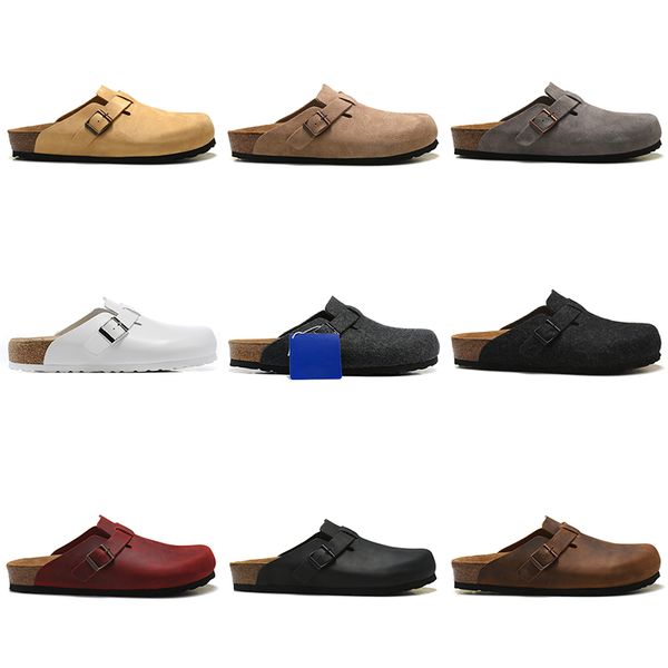 

designer sandals boston clogs cork platform slippers fashion designs leather bag head white casual shoes women men outdoor loafers buckles, Black