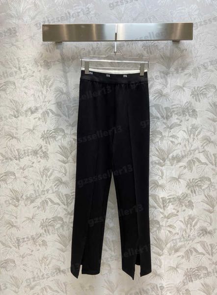 

casual pants for womens ce colorblock letter logo webbing trousers high waist straight slit pants designer women clothing 0912, Black;white
