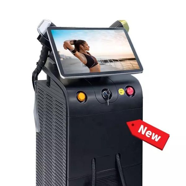 

sales three wavelength 2 handles diode laser hair remove laser diodo ice platinum 808nm hair removal 3 waves 755 808 1064 diode laser applia, Black
