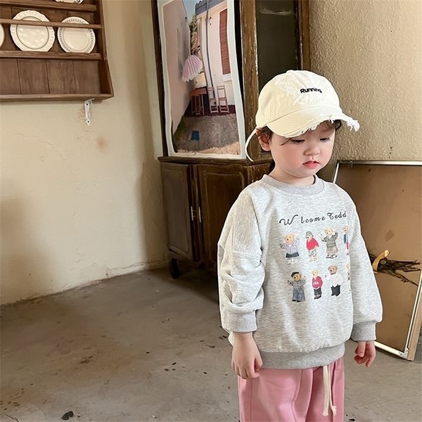 

pullover autumn baby long sleeve sweatshirt cartoon bear print children cotton casual sweatshirt loose boys girls cute pullover 220924, Blue