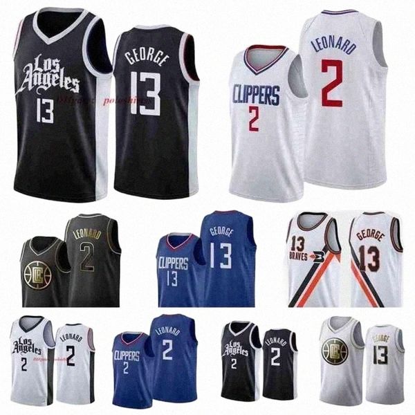 

los angeles's clippers's 2 leonard basketball jersey paul 13 george basketball jerseys 2021 men edition city blue black white f52c, Black;red