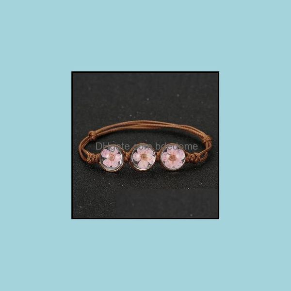 

charm bracelets charm bracelets summer style glass ball woven bracelet weave lucky flower handmade dried flowers beads women bdedome dhwj5, Golden;silver
