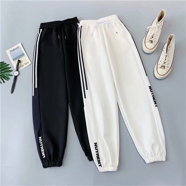 

women's pants capris plus size 5xl joggers women baggy sweatpant black autumn loose hip hop harem pants women high wasit korean style s, Black;white