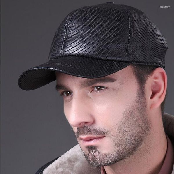 

ball caps aorice men's genuine leather baseball cap golf hats brand white black hoge kwaliteit thin air prevented bask hl013, Blue;gray