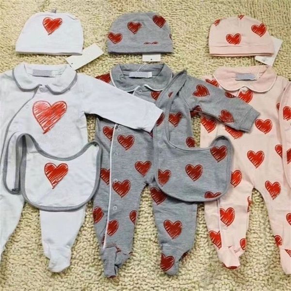 

family matching outfits 1 set 3pcs born baby boy girl clothes lovely heart born set with bib hat kids bodysuit 220924, Blue