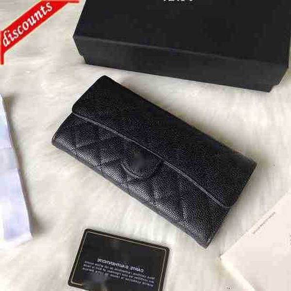 

wallets letter luxury brand design a80758 plaid cc chain clutch caviar leather diamond pattern pouch women's le boy long wallet real, Red;black