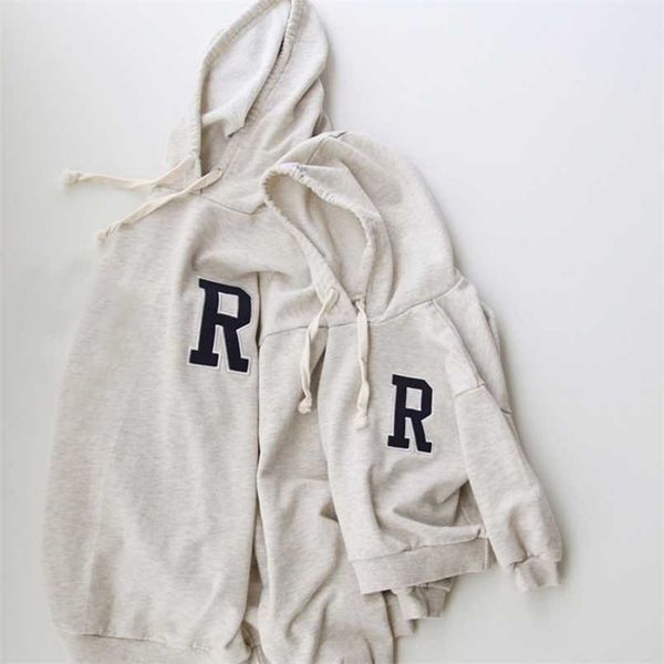 

pullover 8525 parent child autumn simple korean embroidery letter casual hooded parent child sweater shirt children 220924, Blue