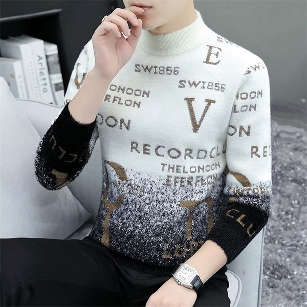 

men's sweaters brand designer mink hair sweater in autumn spring men's fashion korean knitted pullover thickened wear 220924, White;black