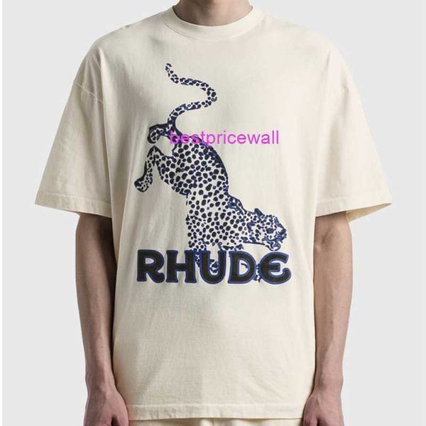 

men's t-shirts rhude rhude ss22 leopard tee trendy leopard print couple loose short sleeve t-shirt men, White;black