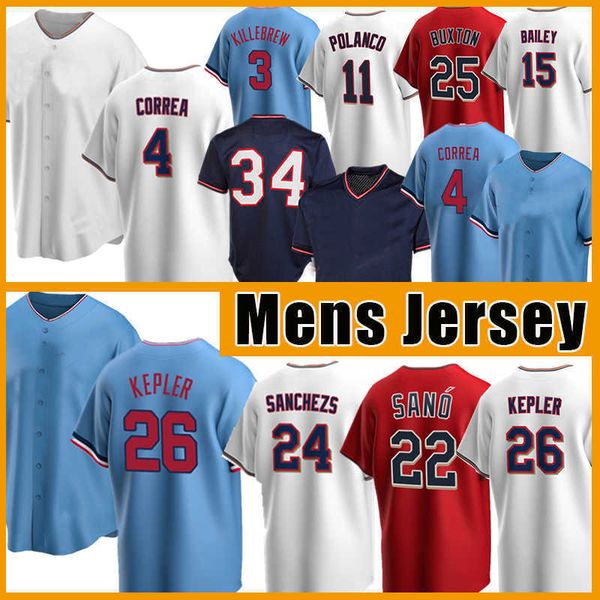 

twins kepler sanchez baseball jersey men women kids carlos miguel sano harmon killebrew correa luis arraez gio urshela kirby puckett stitche, Black