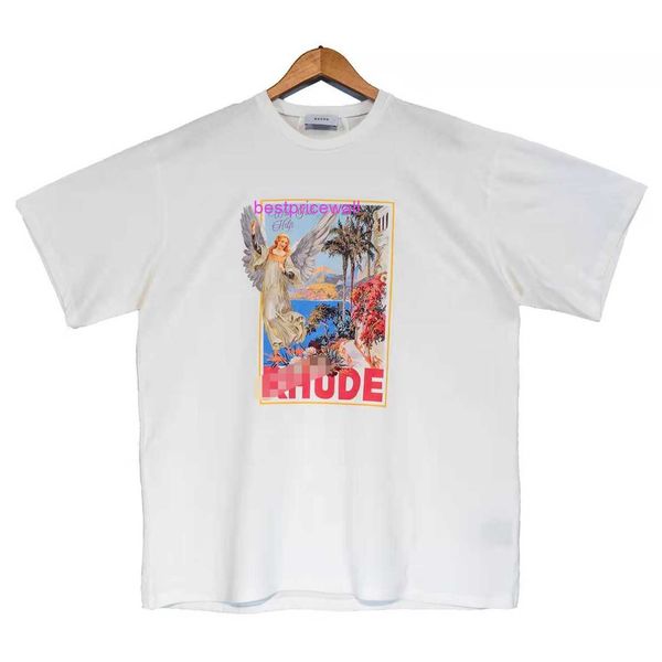 

men's t-shirts rhude street fashion brand rhude plant flower print men's and women's loose casual and versatile couple short, White;black
