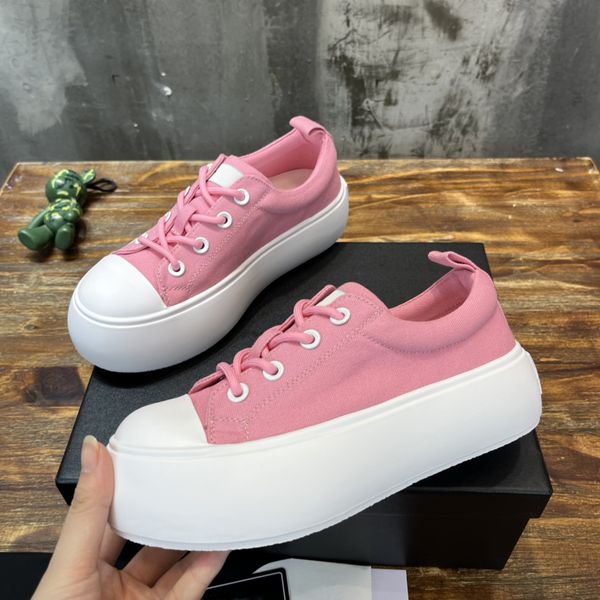 

designer thick sole sneaker women casual shoe platform fashion canvas fabric shoe quality size 35-40, Black