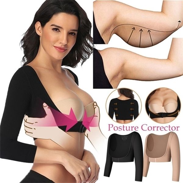 

women's shapers waist tummy upper arm post slimmer compression sleeves posture corrector shapewear for women slimming vest 220923, Black;white