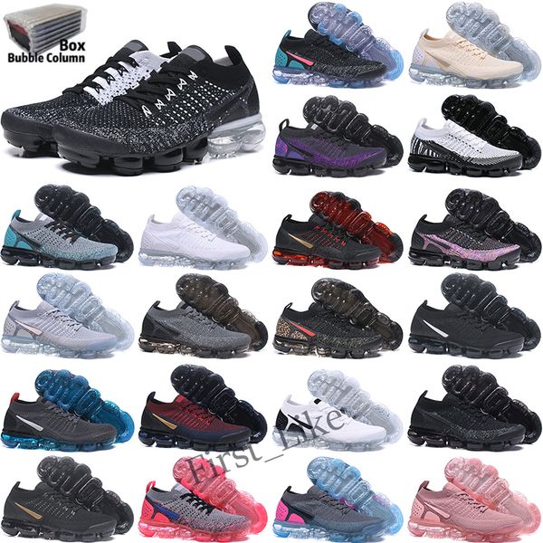 

outdoor shoes men womens trainers triple black white pure platinum astronomy blue red particle grey 2018 vapores fly knit 2.0 be true oreo i
