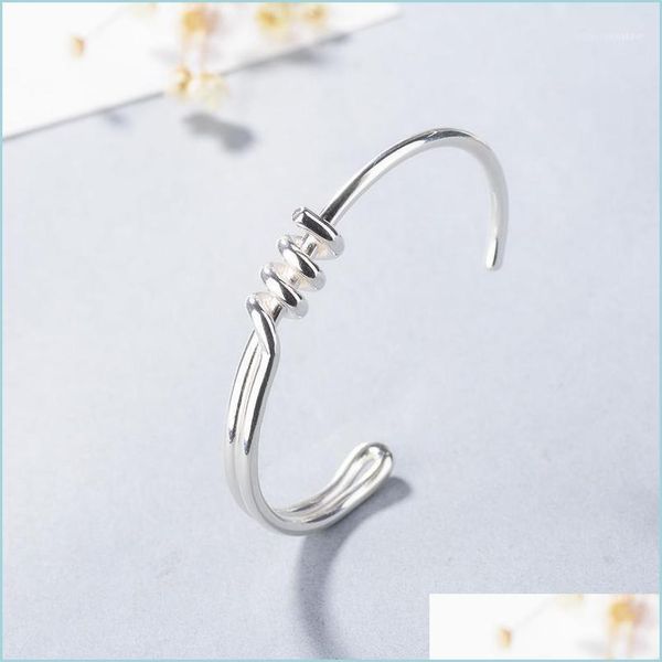 

bangle bangle personality twist rope open bracelet simple european and american 56mm glossy knotting1 drop delivery 2021 je jewelshops dhw2b, Black
