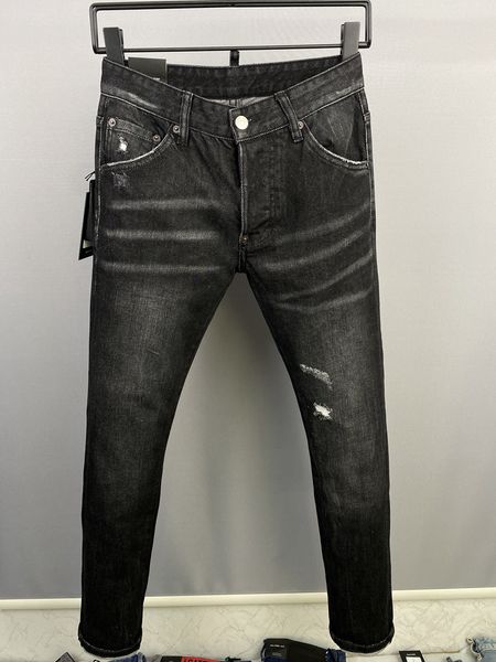

classic black denim destressed jeans pants mens slim skater jeans destroyed patches, Blue