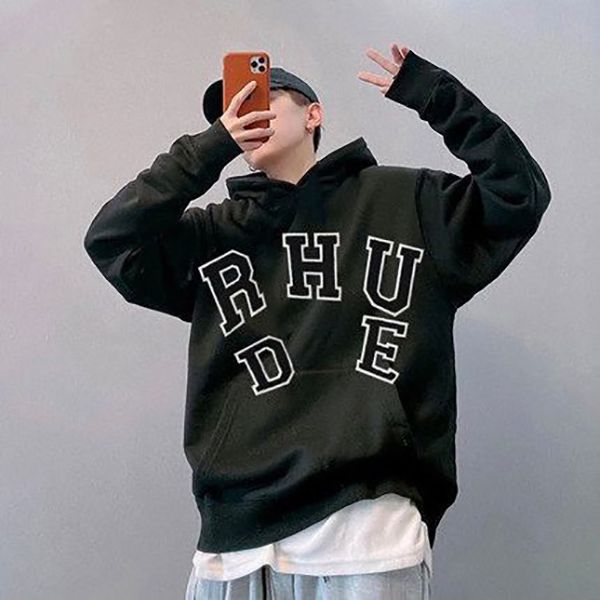 

30 off mens hoodies sweatshirts designer rhude hoodie rhudes hoody hooded sweatshirt felpa uomo niche fashion brand sudadera autumn winter, Black