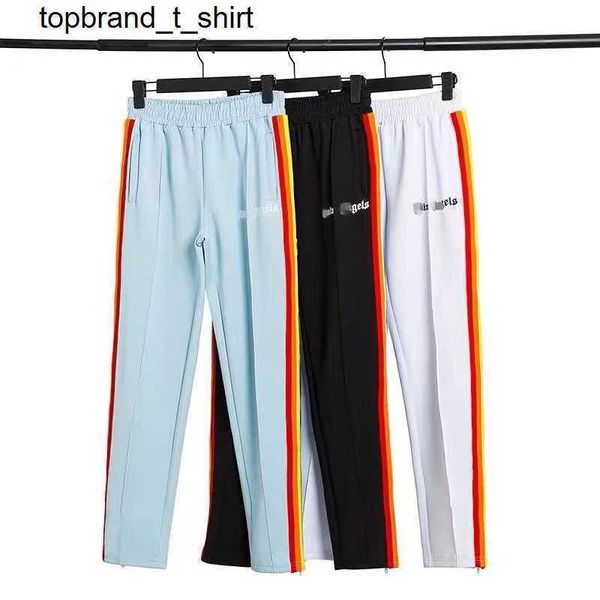 

new men's pants designer fashion brand palmss rainbow striped angelss pants men's women's casual, Black