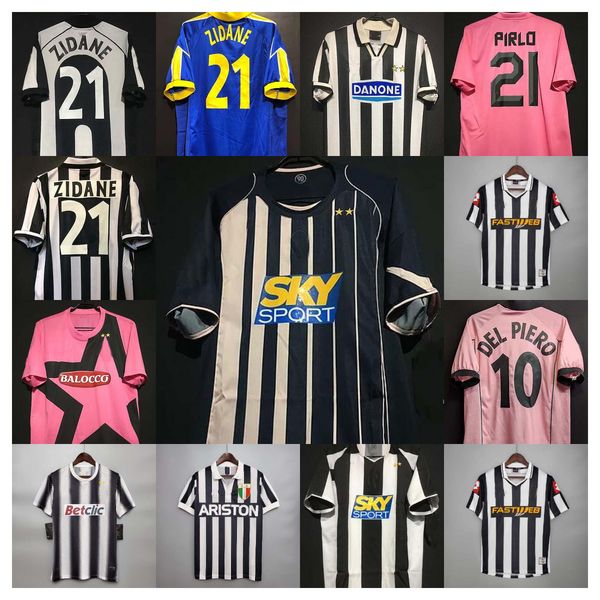 

retro soccer jersey del piero conte pirlo buffon inzaghi 84 85 92 95 96 97 98 99 02 03 04 05 94 95 zidane juventus maillot davids boksic con, Black