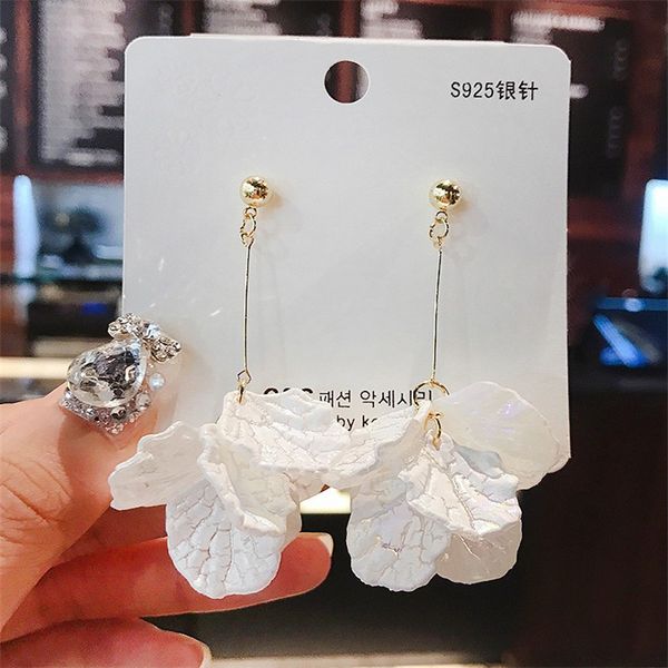 

boho white shell flower petal dangle drop earrings for women new statement pendientes trendy jewelry 4 design, Silver