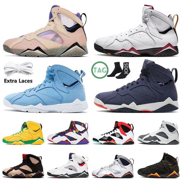 

jumpman 7 athletic sport basketball shoes for women mens 2022 with socks pantone cardinal sapphire 7s citrus french blue z mist flint platfo