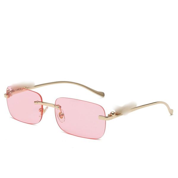 

sunglasses color men's and women's retro metal decoration frameless square trim fashion designer luxury outdoor classic big-name p, White;black