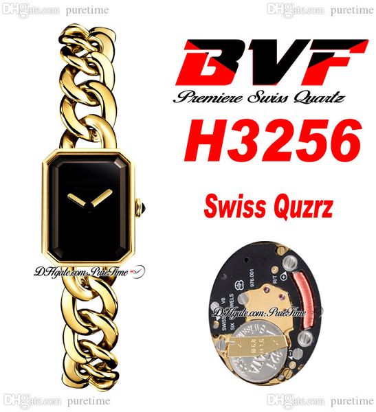 

bvf premiere h3256 swiss eta quartz ladeise watch 18k yellow gold black dial stainless steel bracelet super edition womens watch puretime b2, Slivery;brown